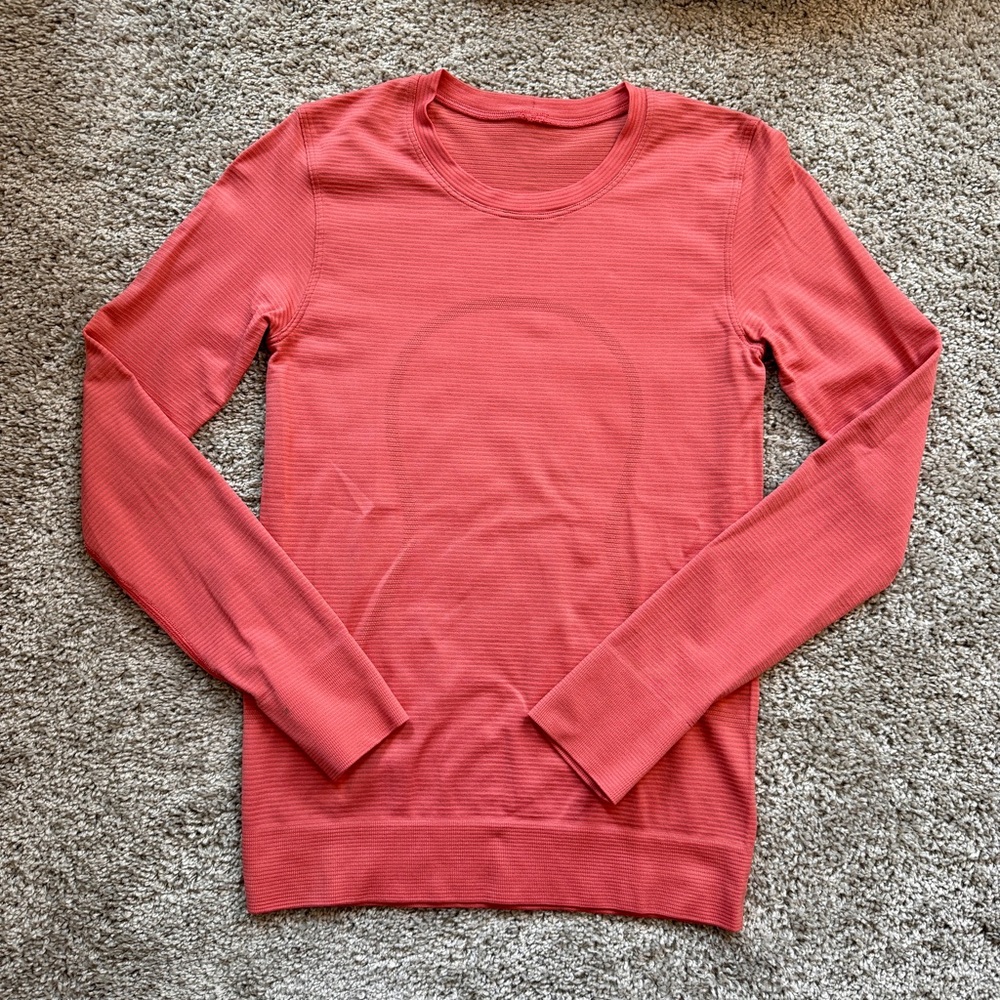 Lululemon Swiftly Relaxed LS Shirt Tempo Stripe Pale Raspberry / Brier Rose 0